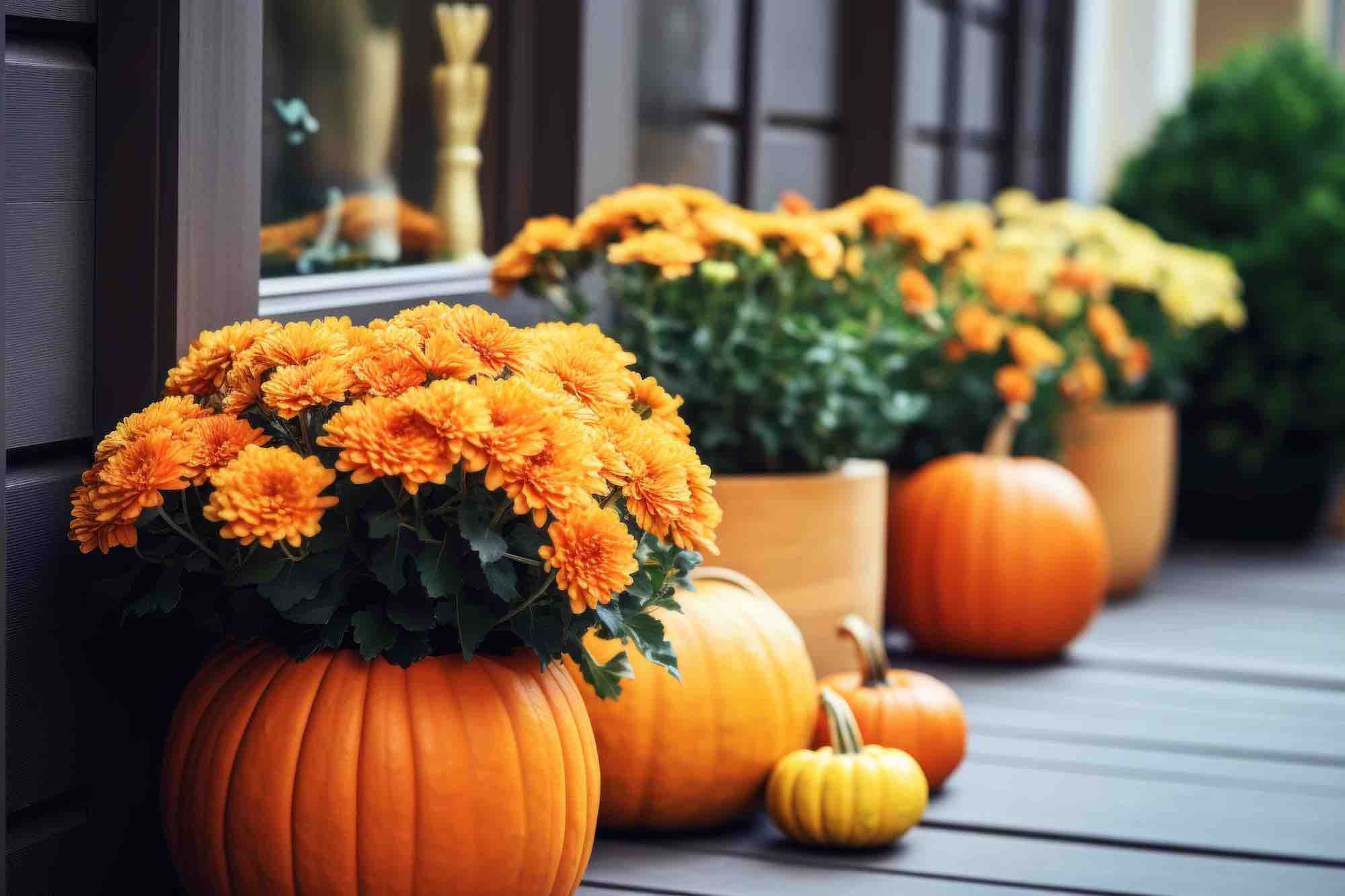Make Gourds and Pumpkins into Adorable Planters for Your Porch
