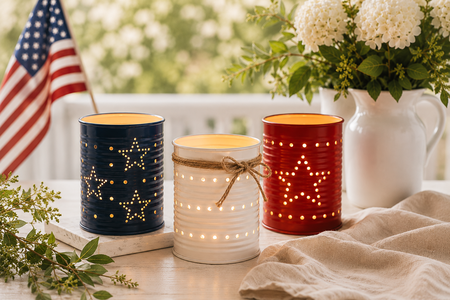 DIY Patriotic Tin Can Luminaries